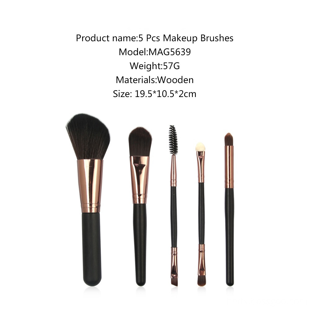 5 Pcs Wood Makeup Brushes Set 2