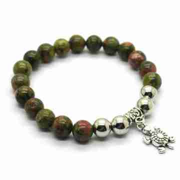 Natural Unakite Bracelet Gemstone Beads jewelry alloy pendants