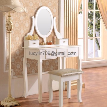 Vanity Makeup Table Set Dressing Table with 5 Drawers/Stool ,White
