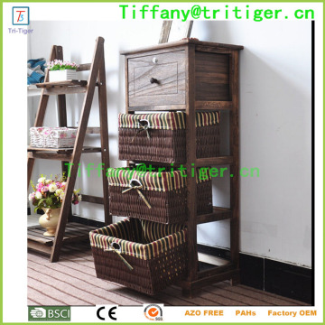 2017 Living Room Cabinets caoxian willow basket Small Wooden Cabinet with Drawers
