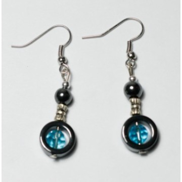 Hematite Heart Earring with silver color finding