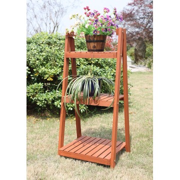 Foldable Wood Slat Plant Rack, Decorative Indoor / Outdoor Display Shelf Stand