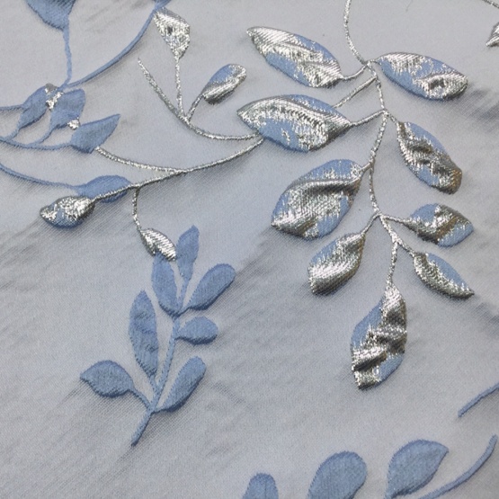 Light Blue Brocade Jacquard Textile Fabric