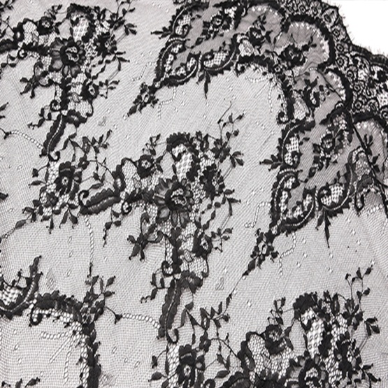 Black Eyelash Chantilly Lace Floral French Lace