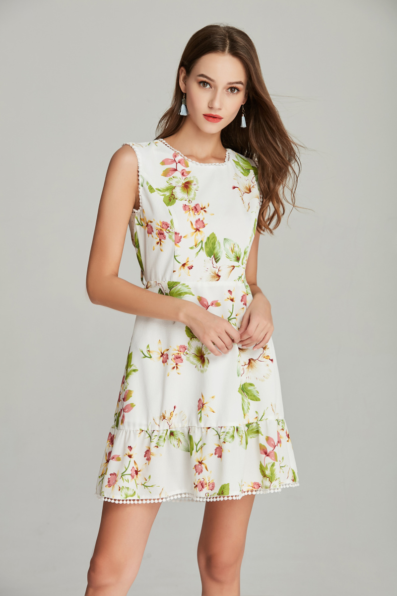 printed polyester crepe dress