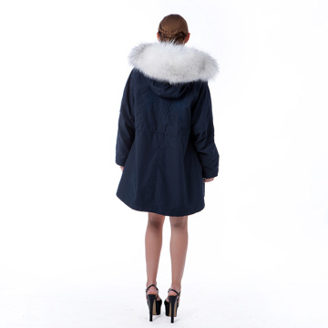 Fashion Winter Blue Fur Coat