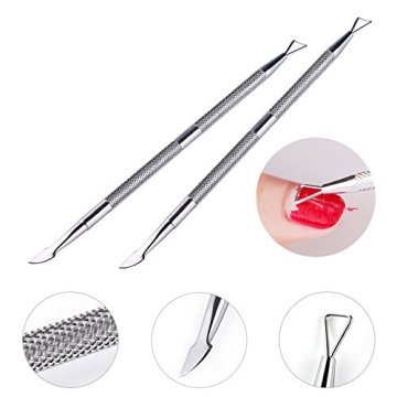 LADES 2 Pcs Stainless Nail Cuticle Pusher