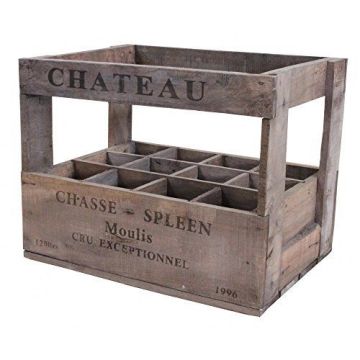 Vintage Style Wine Crate Box - 12 Bottle Wine Holder