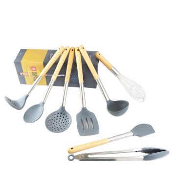 Wholesale Wooden Handle Silicone Cooking Utensil Set