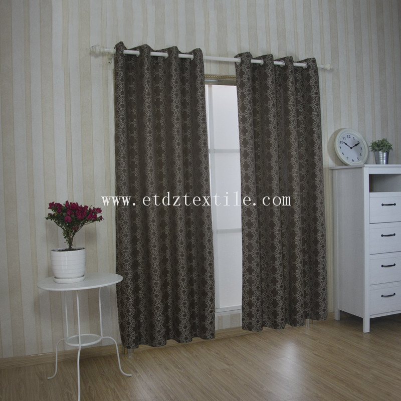 100% Polyester Jacquard Window Curtain GF027 Chocolate