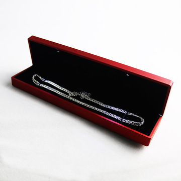 Lacquered Red Plastic Bracelet Box with LED Light
