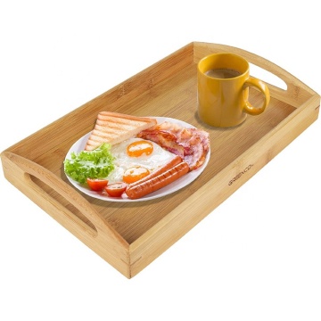Rectangle Bamboo Butler Serving Tray With Handles
