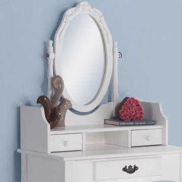 Bedroom Vanity Set with Stool Dressing Make-Up Table with 3 Drawers and Mirror