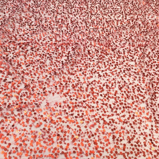Shiny Red Sequin Lace Embroidery Fabric