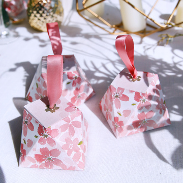 Pink color wedding favors candy box
