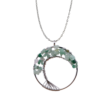 Green Aventurine Tree Pendant Necklace Friendship Jewelry