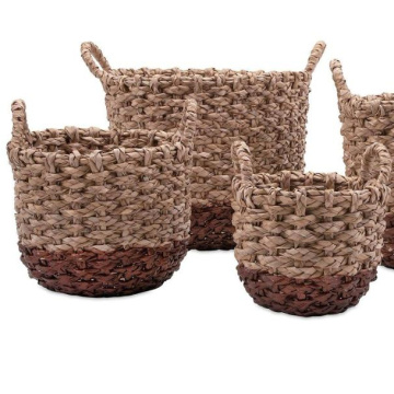 Home Furnishings Set of 4 Two-Toned Persimmon Hand Woven  storage Rush Baskets