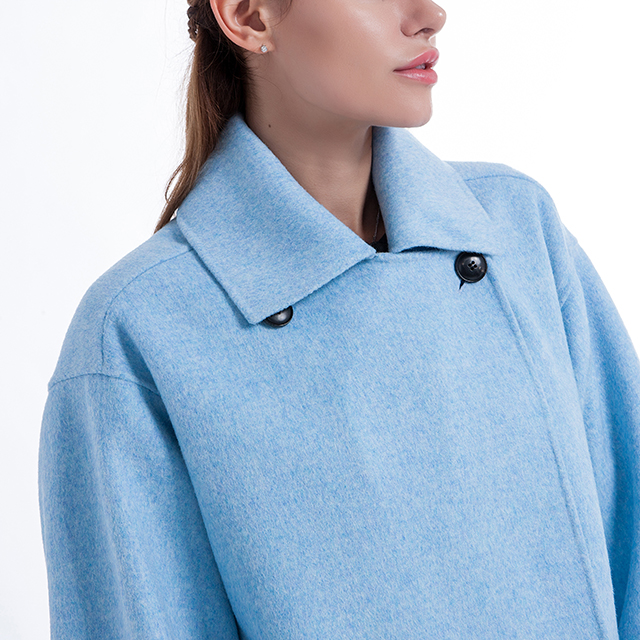 Blue  cashmere coat  fashion