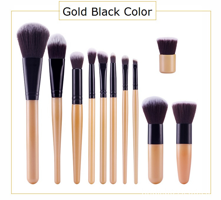 Gold Black Makeup Brush Set Color