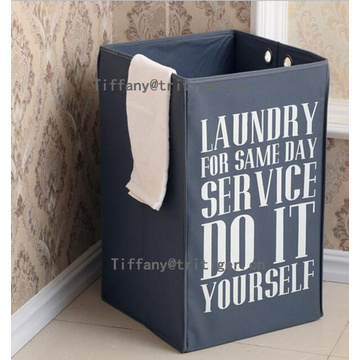 Collapsible black gray color printing oxford cloth laundry basket