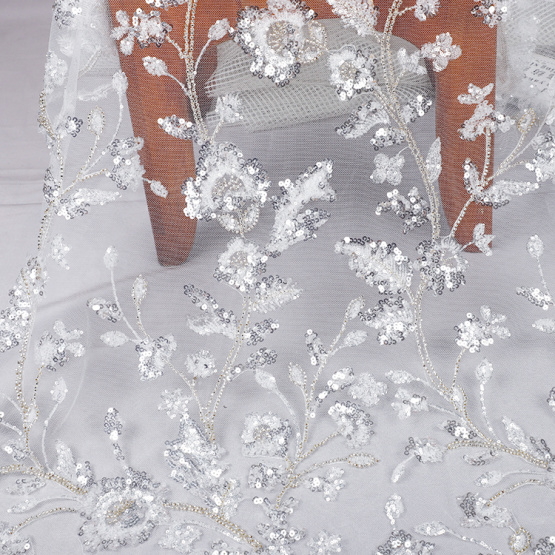 white sequin lace fabric