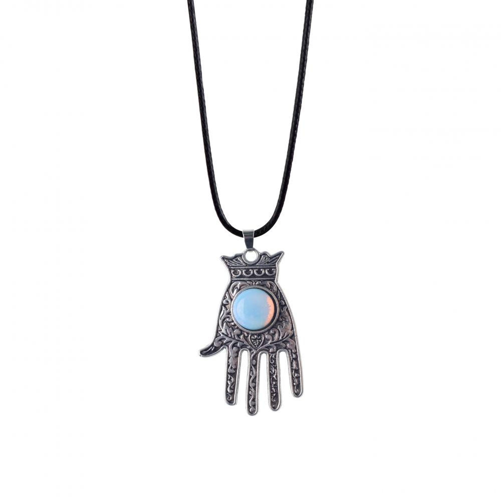 opal hamsa necklace