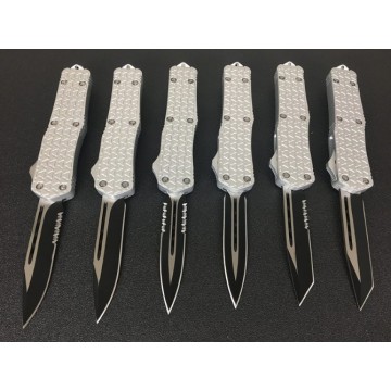 High Carbon Steel Sliver Aluminum Handle Automatic Knife