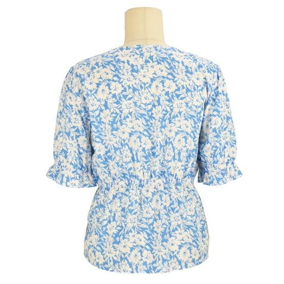 summer fashion boho floral ruffle blouse shirt casual girls' v neck women blouse tops