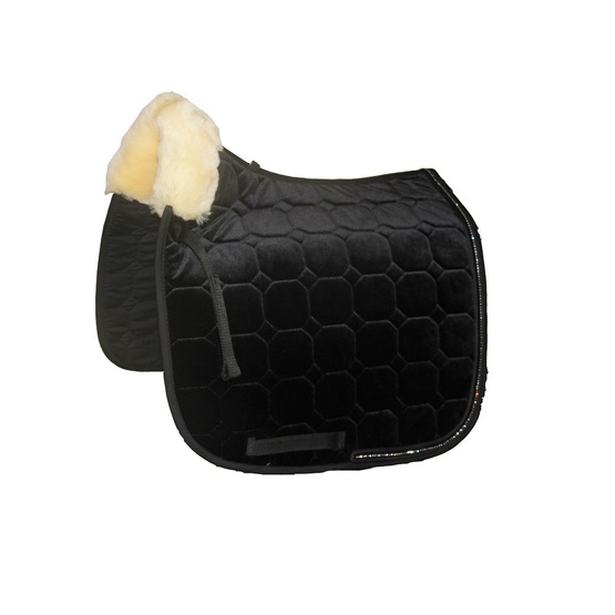 Fashion sheepskin saddle pad with fake diamonds