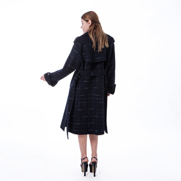 New blue checked cashmere overcoat