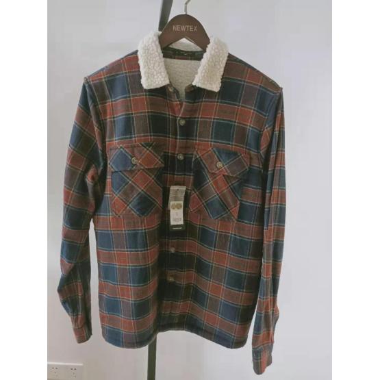 flannel berber fleece lined mens long sleeve jacket