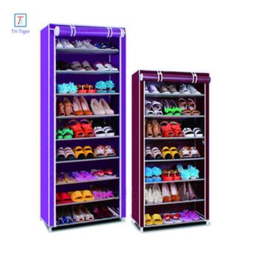 9-Tier Portable Shoe Rack Closet Organizer 27-Pair Shoe Storage Cabinet Shelf with Fabric Cover