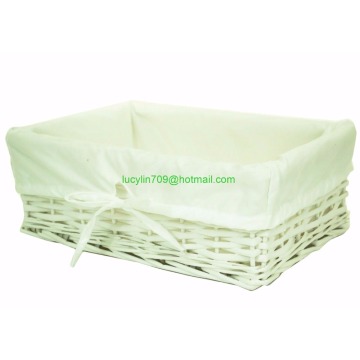 Set of 3 Wicker Shallow Storage Shop Display Basket Box with Cotton Liner