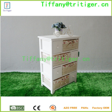 durable drawer Solid wood storage cabinet willow basket storage drawers wooden cabinet