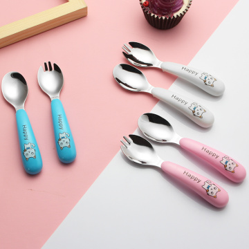 Plastic Handle Children Cutlery Stainless Steel Baby Spoon