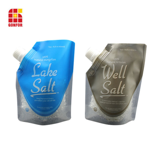 Stand Up Liquid Packaging Pouch With Spout