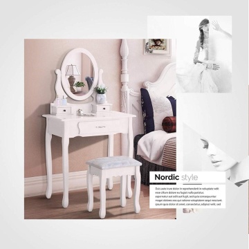 Portable 3 Drawers Vanity Set makeup table with mirror