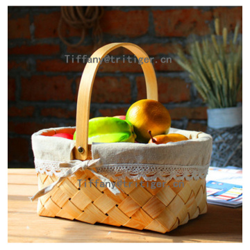 Rectangular wooden basket storage wood chip basket