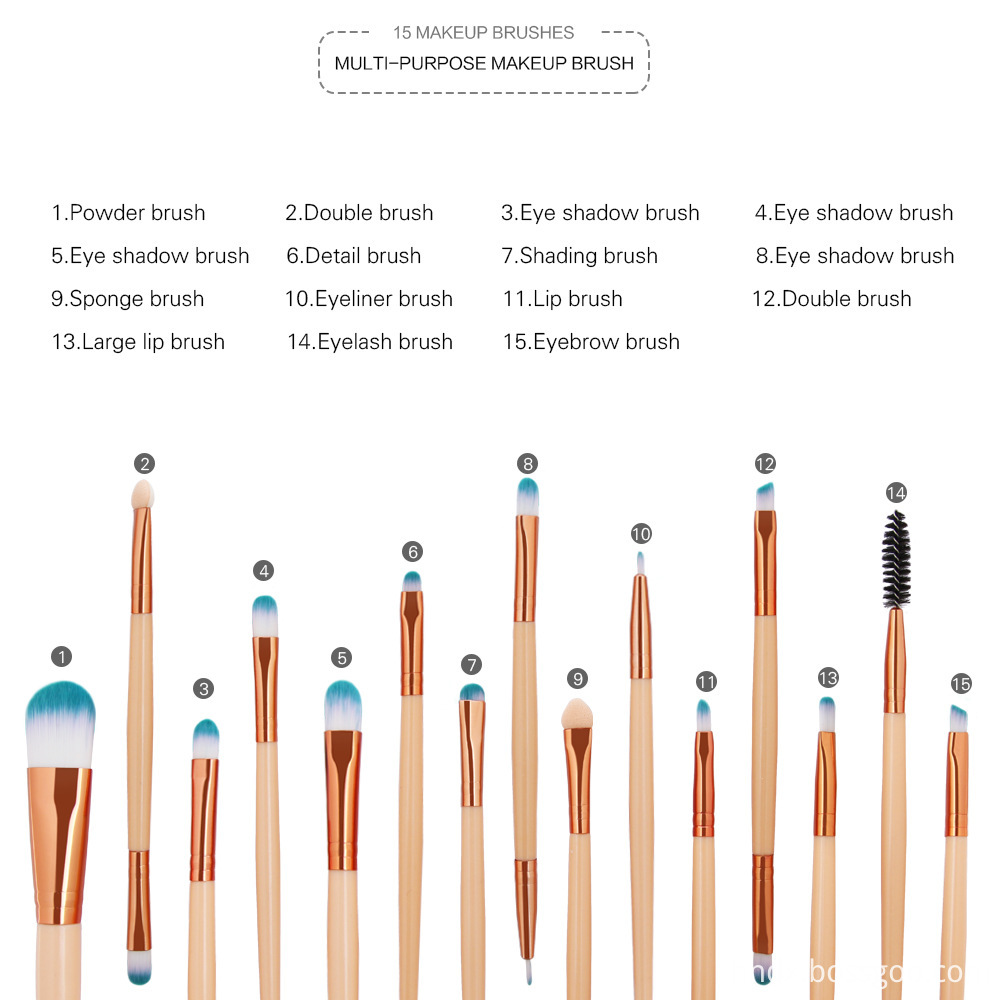 15 Pcs Fashion Makeup Brushes Sets 2