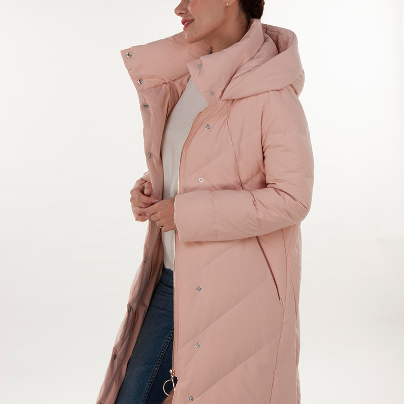 Fashionable pink stand collar down jacket