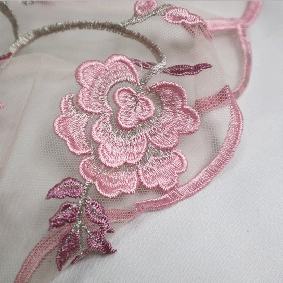 Fuchsia Pink Rose Flower Lace Fabric