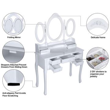 modern Large-capacity movable white dressing table furniture