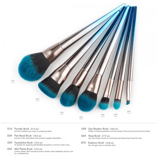 4-7 diamond-shaped makeup brushes, beauty tools, flame brushes, eye shadow brushes, blue and black gradient set