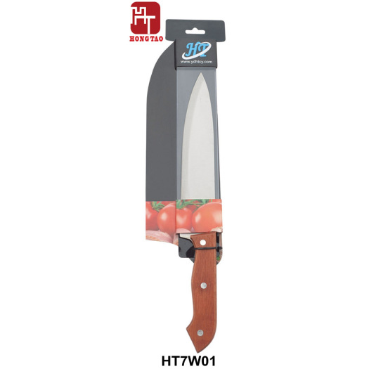 chef knife with wooden handle