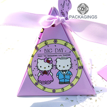 Small Pink Triangle Paper Candy Packaging Box