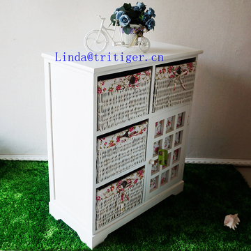beside table storage wood cabinet with wicker drawer