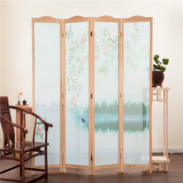 Traditional Wooden Folding Screen Room Divider 4 panels For Decoration Or Partition Room