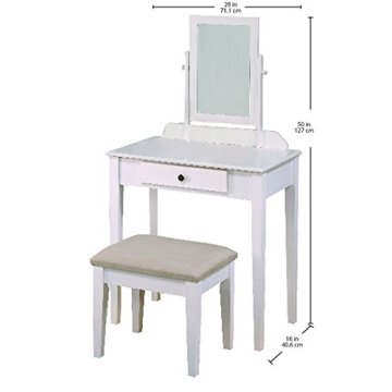 White finished makeup table bathroom vanity mirror