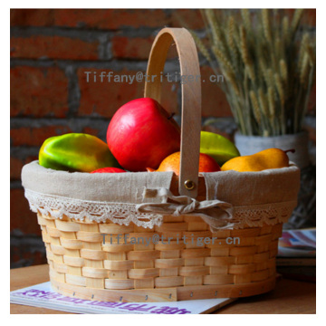 Single handle storage bread wood chip basket