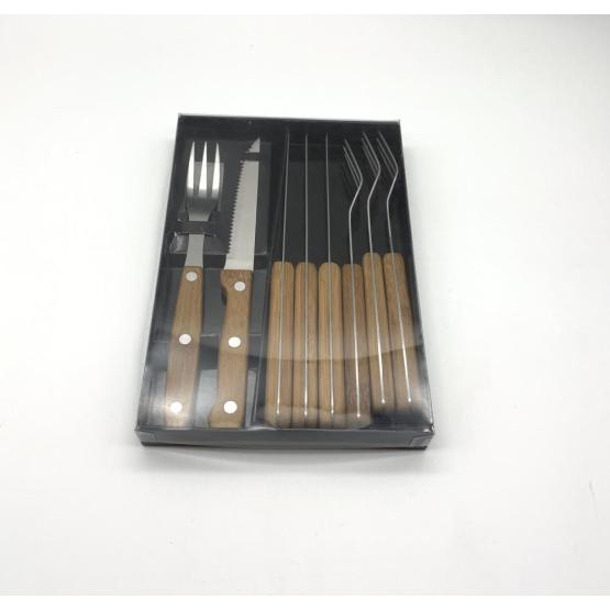 8pcs bamboo handle steak knife and fork set